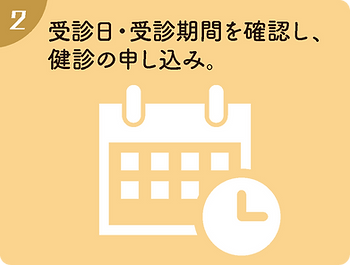 受診日・受診期間を確認し、健診の申し込み。